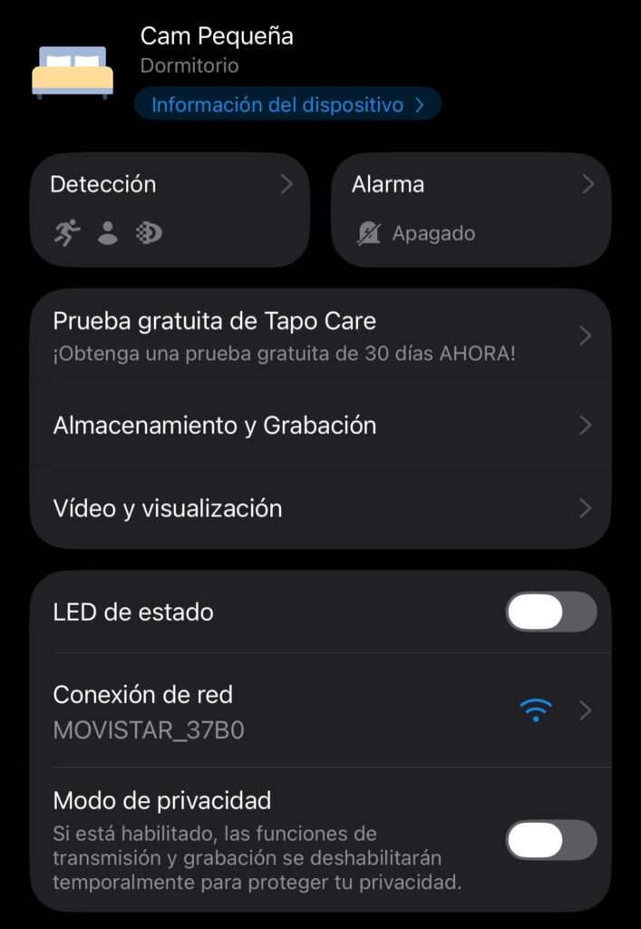 Tapo C110 Detección de movimiento
