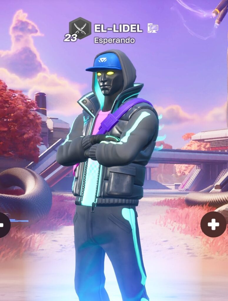 Críptico, el atuendo que aparece en esta sesión. Captura propia; Fortnite © Epic Games.